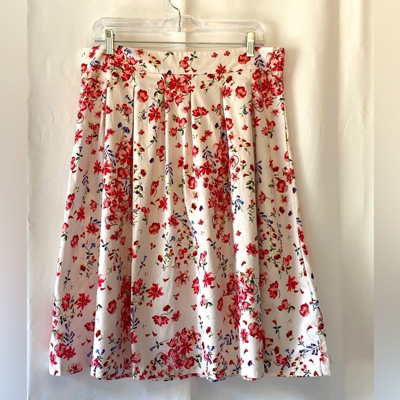 Orsay Dresses & Skirts - Women's Pleated Floral Cottagecore Fit And Flare Cotton Blend Skirt 12 Romantic